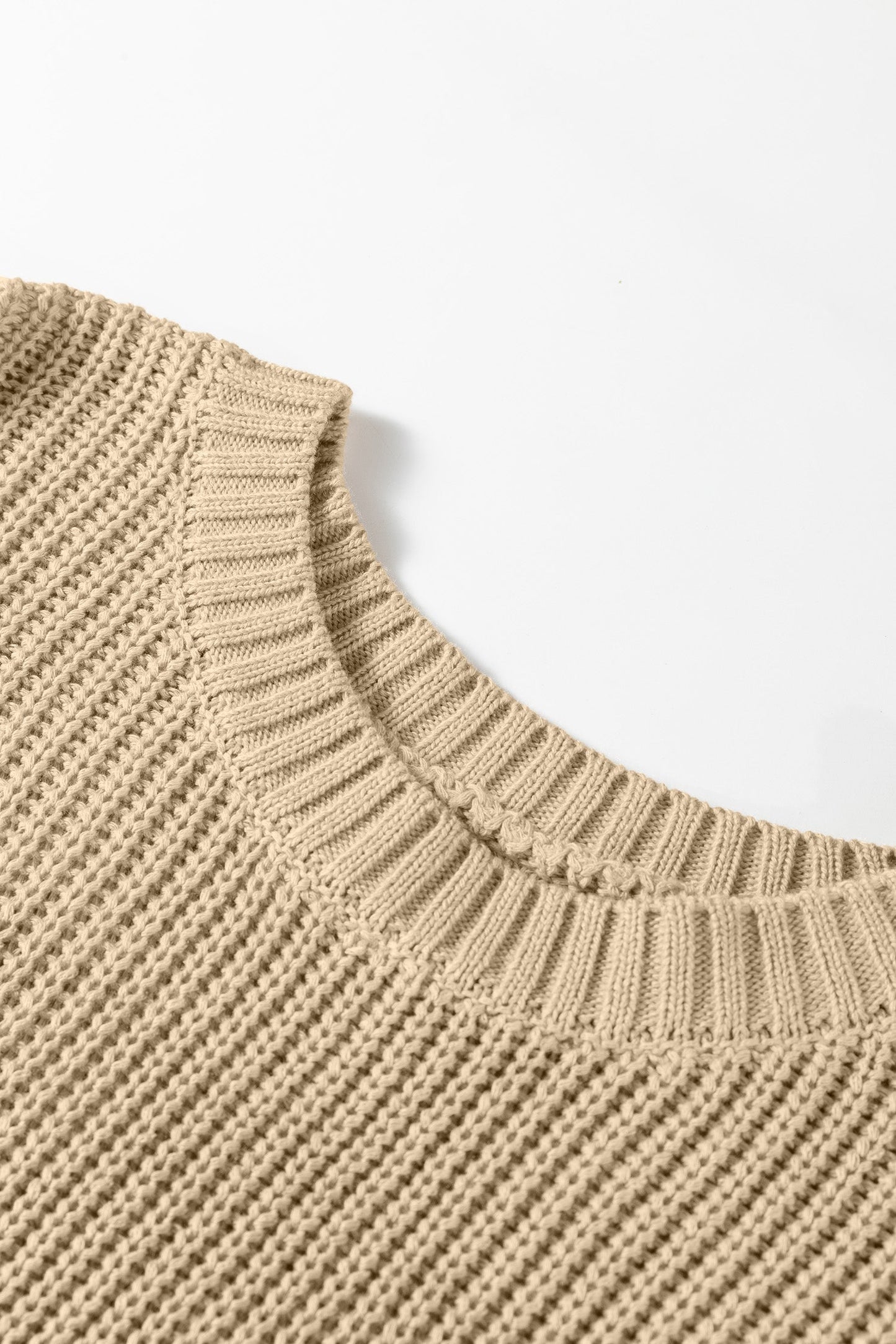 Round Neck Knit Contrast Short Sleeve Sweater