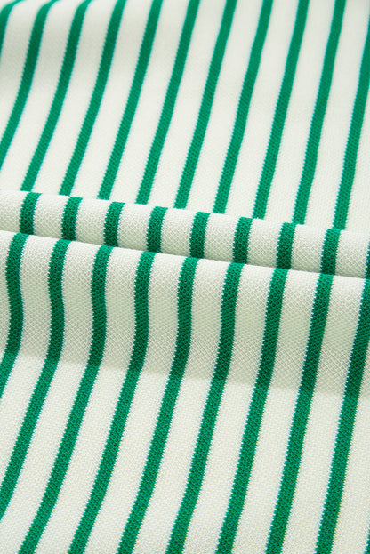Stripe Reverse Seam Patchwork Long Sleeve Top