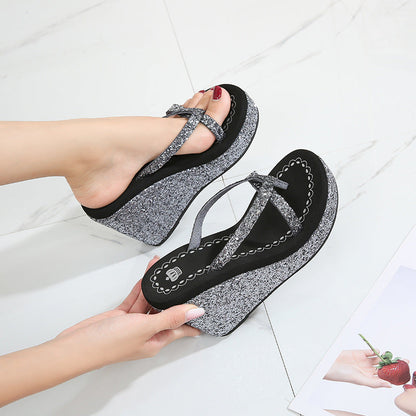 Rhinestone Platform Flip-Flops