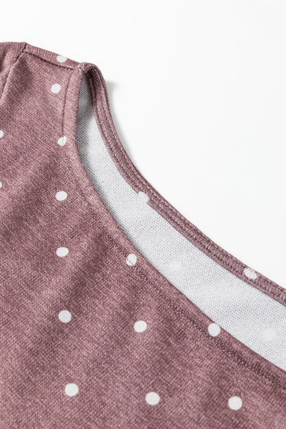Polka Dot Boat Neck Knit Long Sleeve