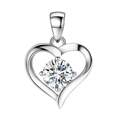 S999 Sterling Silver Heart Pendant Necklace