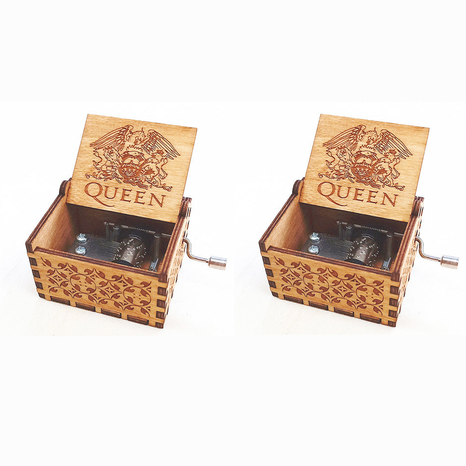 Hand Crank Wooden Music Box - Spirited Away, Antique Carved Design