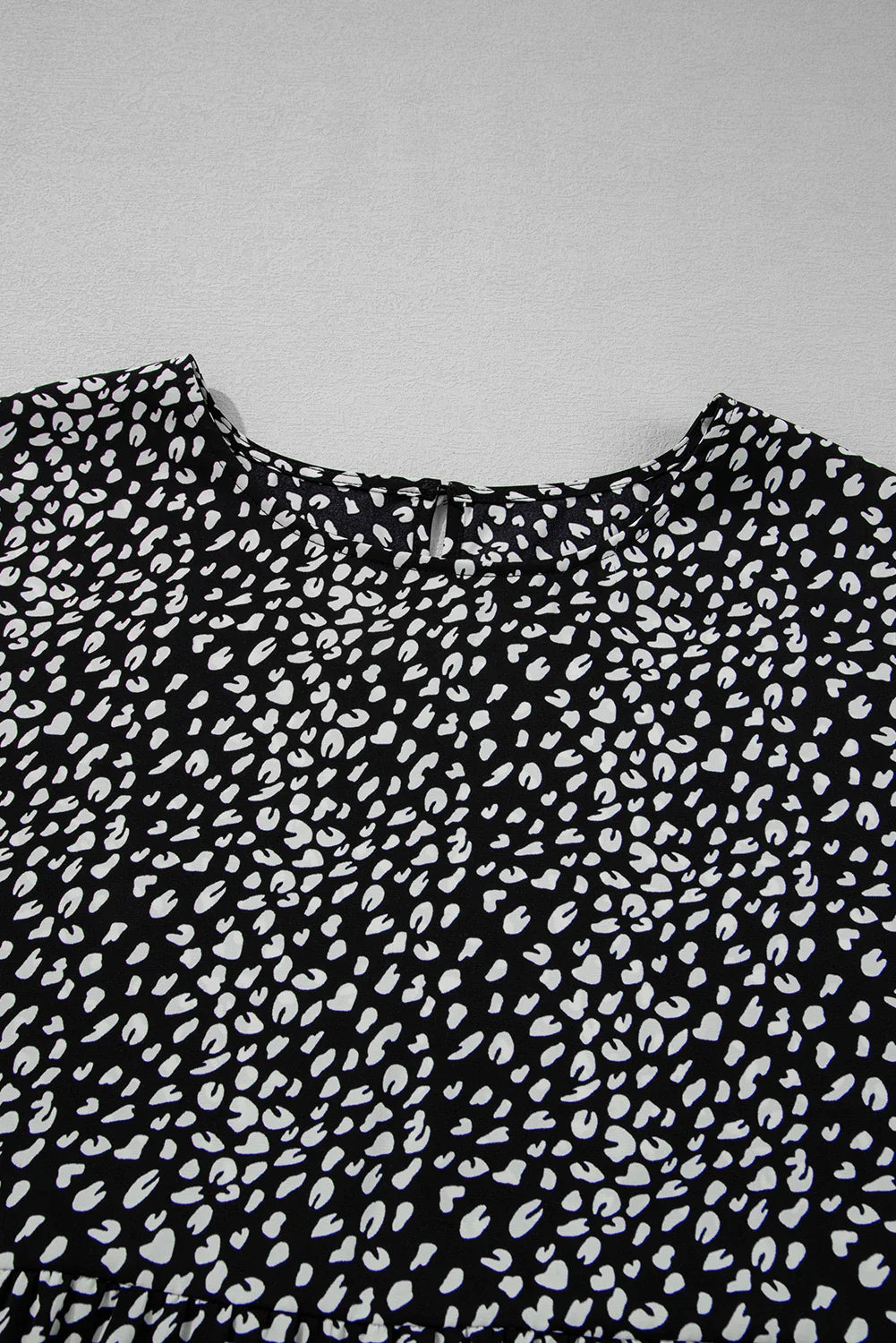 Plus Size Leopard Ruffle Tiered Keyhole Blouse