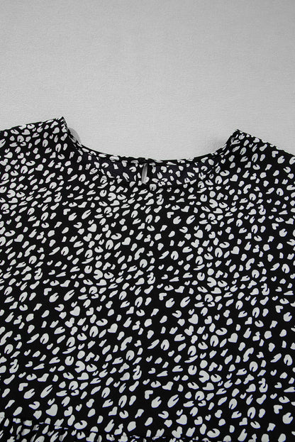 Plus Size Leopard Ruffle Tiered Keyhole Blouse