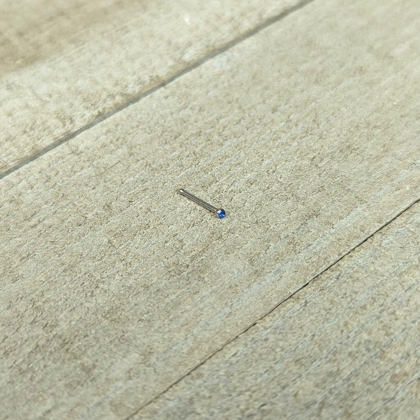 20G Stainless Steel Sapphire Blue Gem Micro Nose Bone