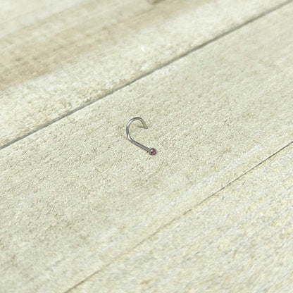 20G Stainless Steel Pink Gem Micro Nose Ring Twister