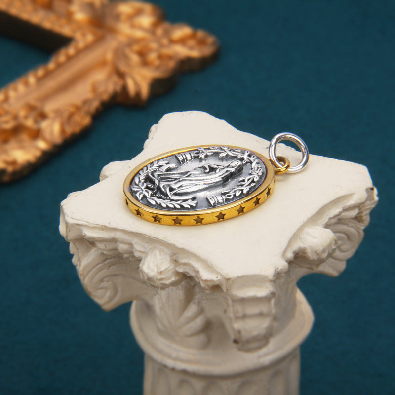 S925 Lady Portrait Cross Pendant