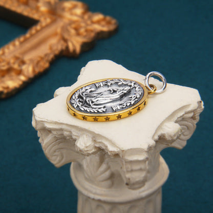 S925 Lady Portrait Cross Pendant