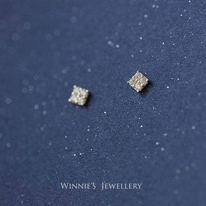 Gold-Plated Sterling Silver Carbink Square Stud Earrings