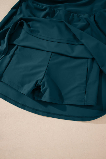 Contrast Edge Ruffle High Waist Swim Dress