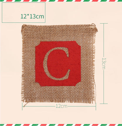 Merry Christmas Sackcloth Banner Decor