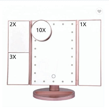 Foldable Magnifying Makeup Mirror with Lamp