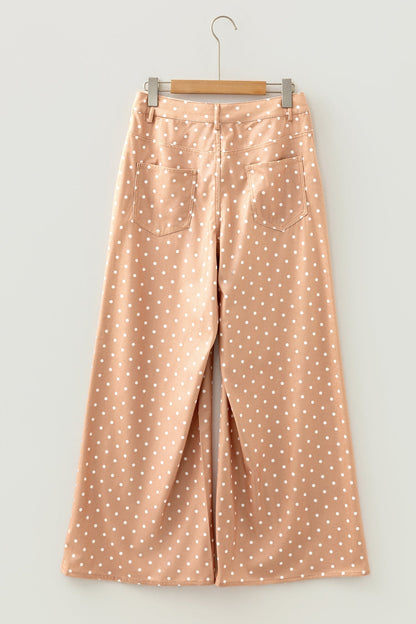 Polka Dot Drawstring Wide-Leg Pants
