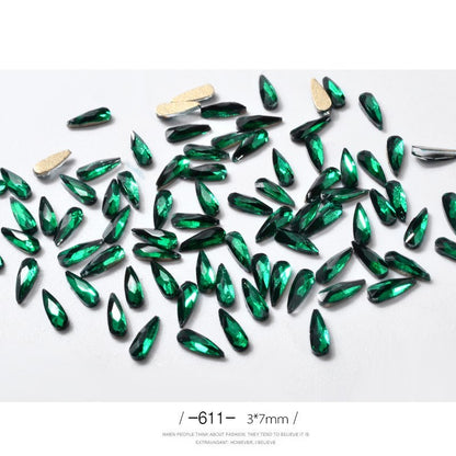 10Pcs Long Water Drop Rhinestone Nail Decor