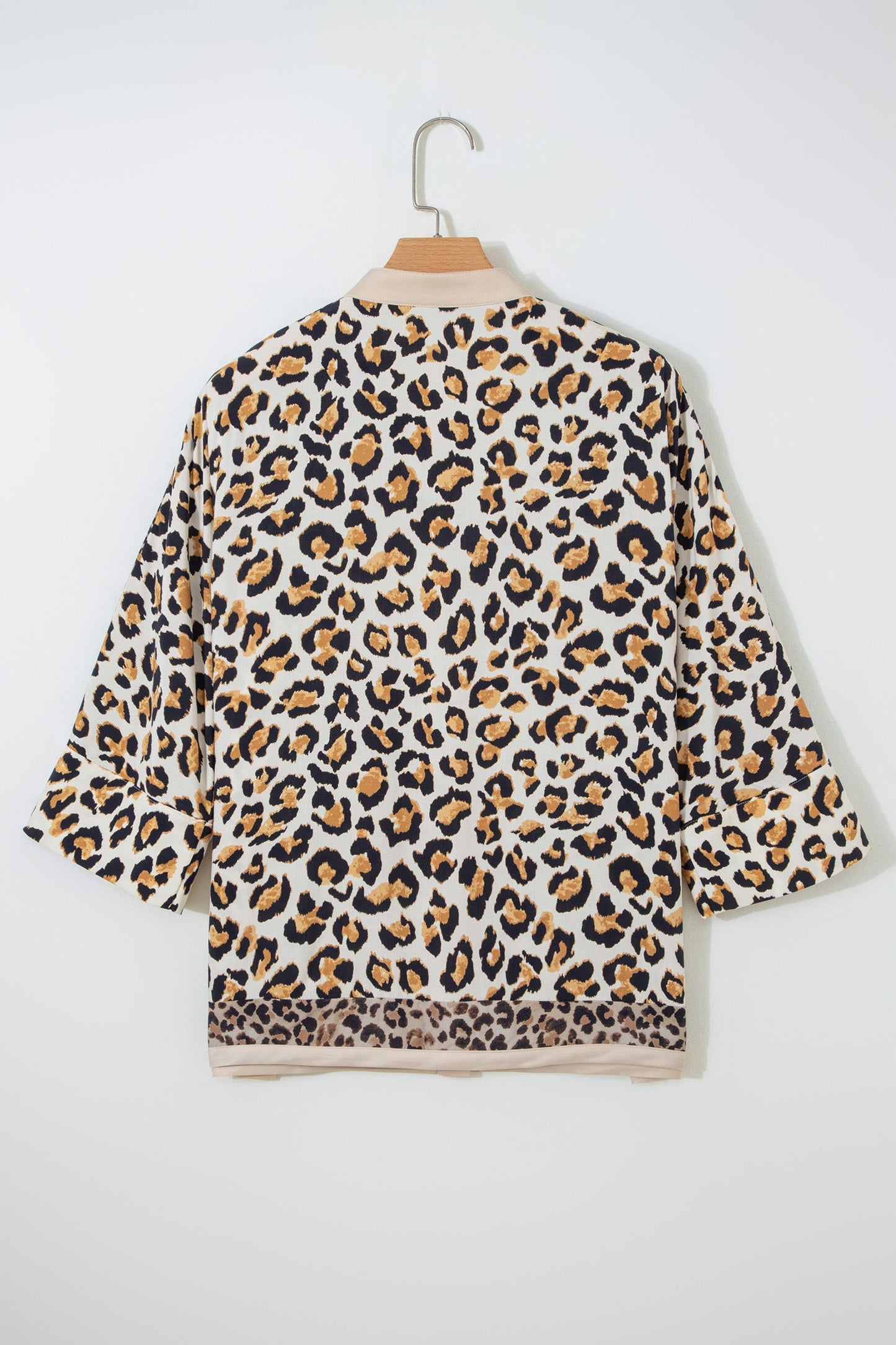 Leopard Patchwork 3/4 Sleeve Loose Shirt