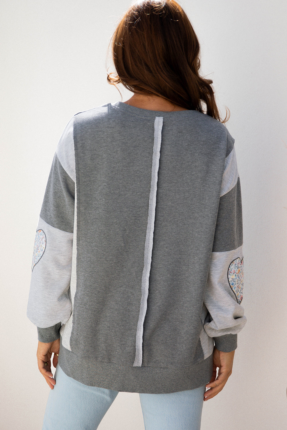 Valentine LOVE Floral Patchwork Reverse Seam Sweatshirt
