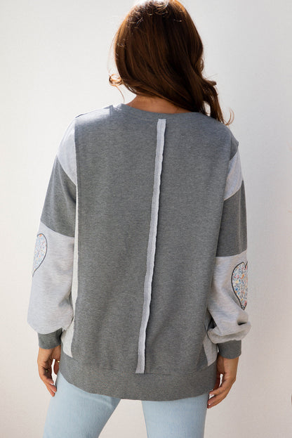 Valentine LOVE Floral Patchwork Reverse Seam Sweatshirt