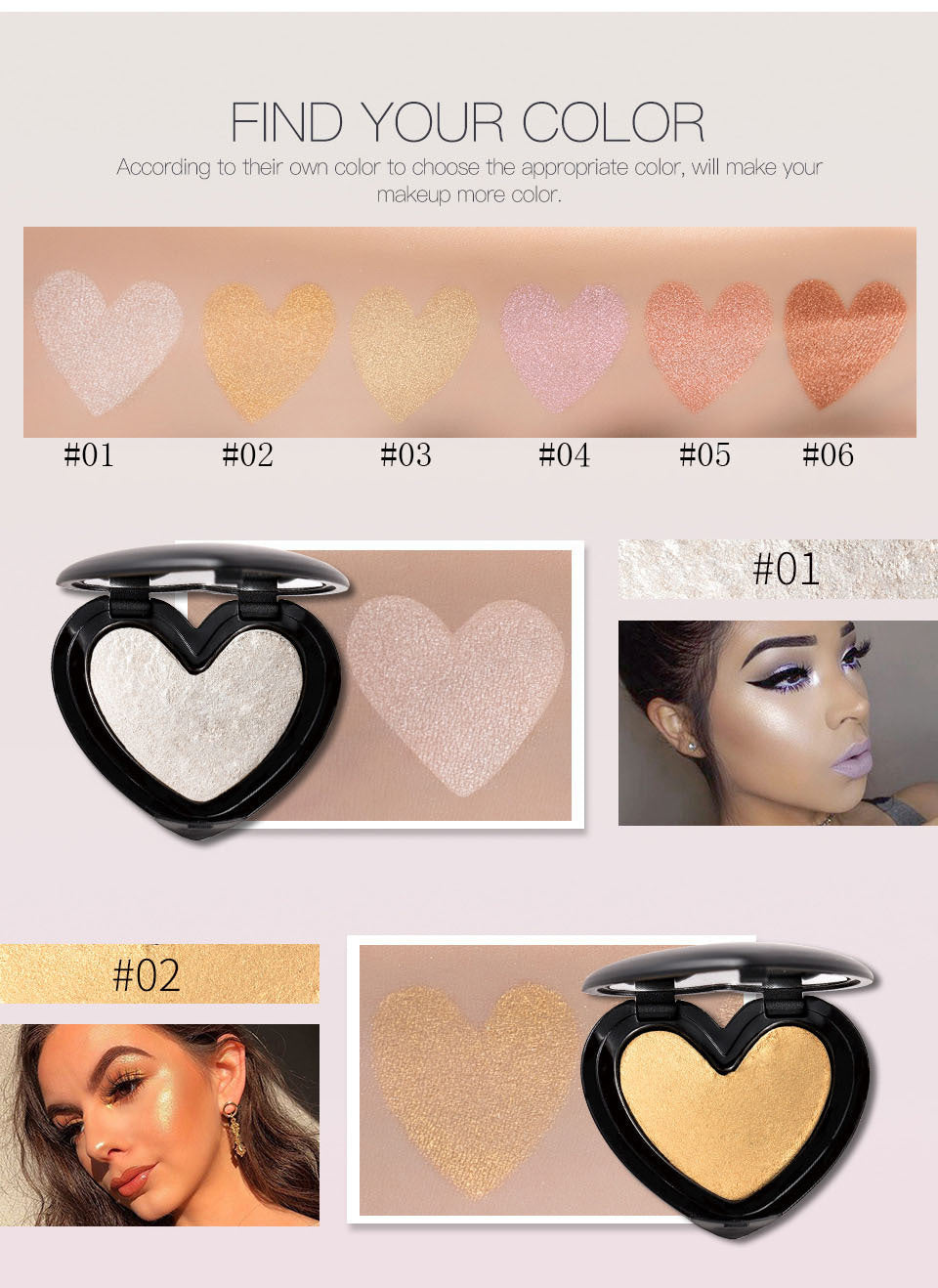 Gold Glow Palette: Face Contour & Highlighter with Shimmer Bronze Powder