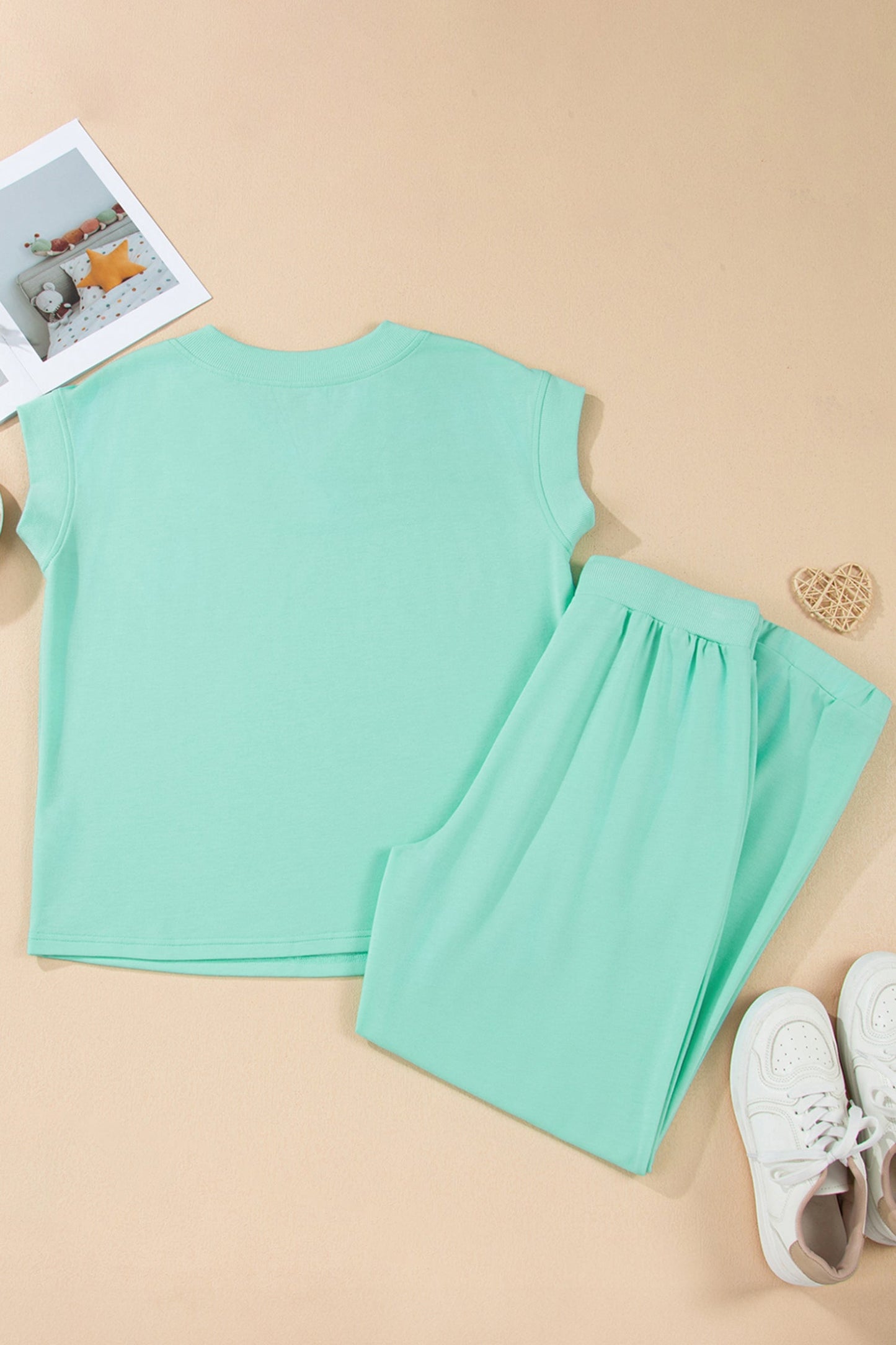 Solid V-Neck Tee and Drawstring Pants
