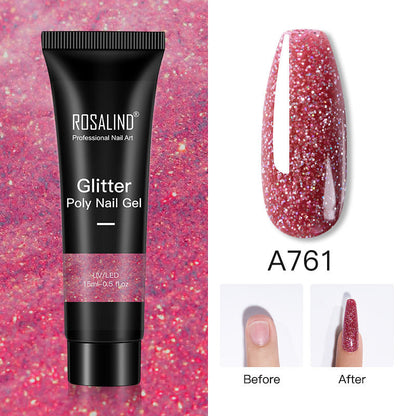 Glitter Poly Nail Extension Gel 15ml - Semi-Permanent Soak-Off