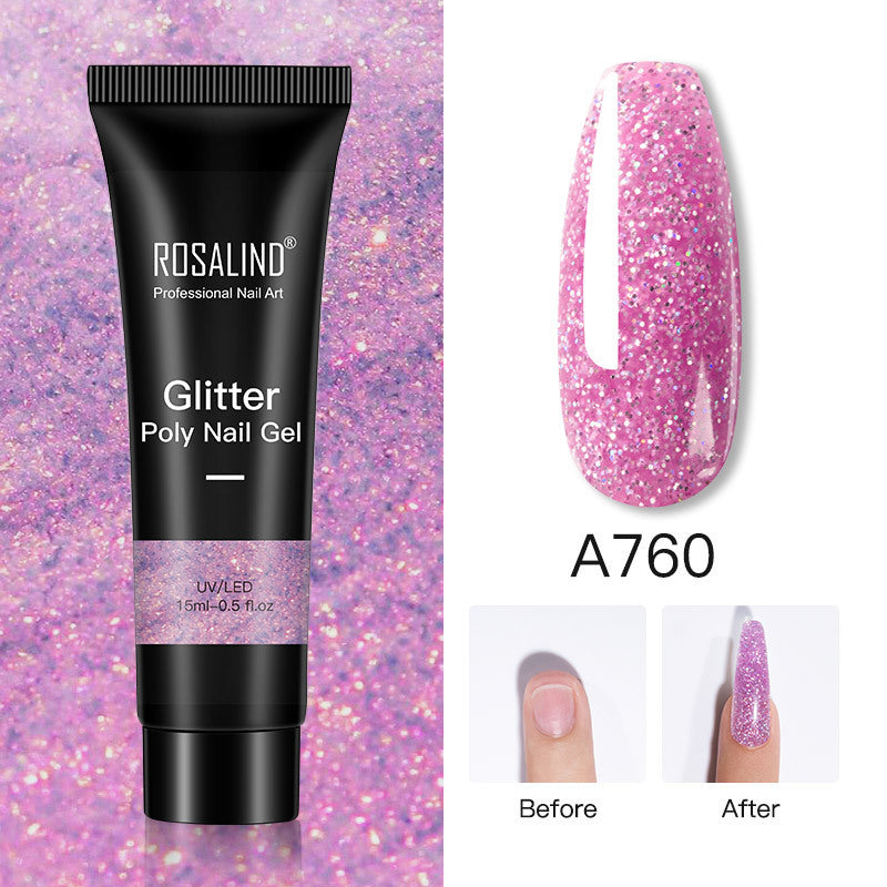 Glitter Poly Nail Extension Gel 15ml - Semi-Permanent Soak-Off