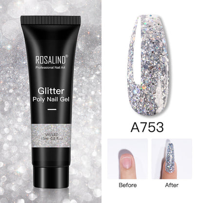 Glitter Poly Nail Extension Gel 15ml - Semi-Permanent Soak-Off