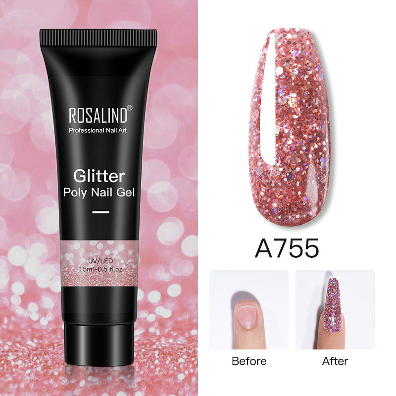 Glitter Poly Nail Extension Gel 15ml - Semi-Permanent Soak-Off