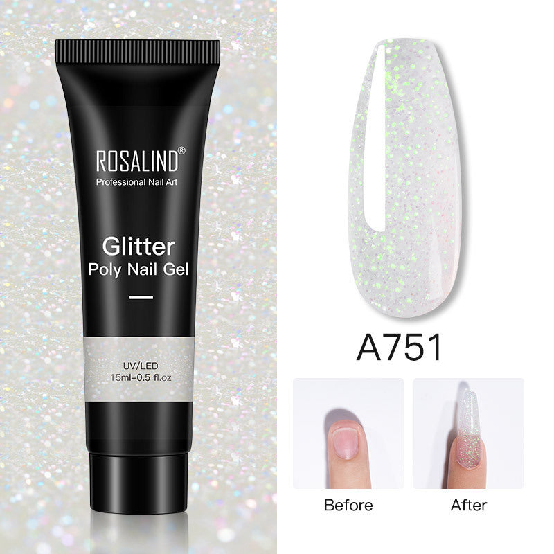 Glitter Poly Nail Extension Gel 15ml - Semi-Permanent Soak-Off