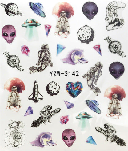 Horror Halloween Nail Sticker Maple Leaf Seahorse Water Sticker