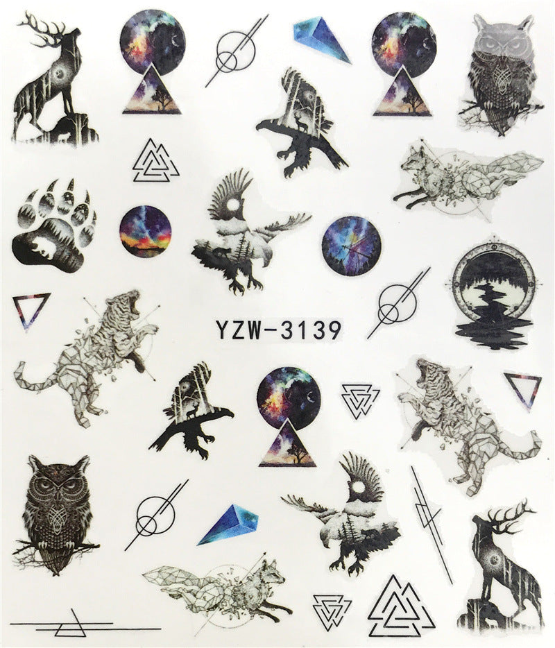 Horror Halloween Nail Sticker Maple Leaf Seahorse Water Sticker