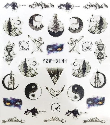 Horror Halloween Nail Sticker Maple Leaf Seahorse Water Sticker