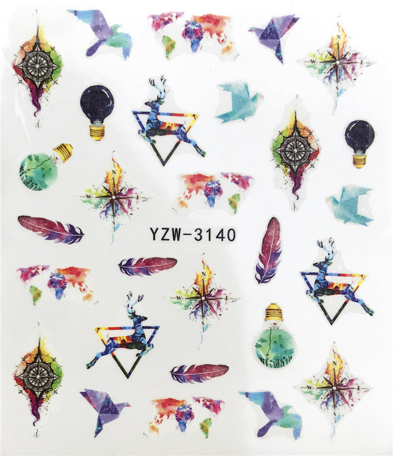 Horror Halloween Nail Sticker Maple Leaf Seahorse Water Sticker