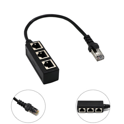 Ethernet Adapter: Male to 3 Female CATE 6 Line