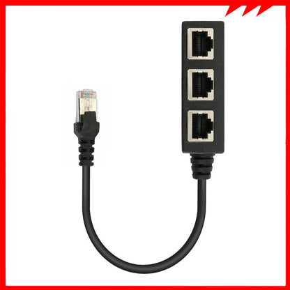 Ethernet Adapter: Male to 3 Female CATE 6 Line