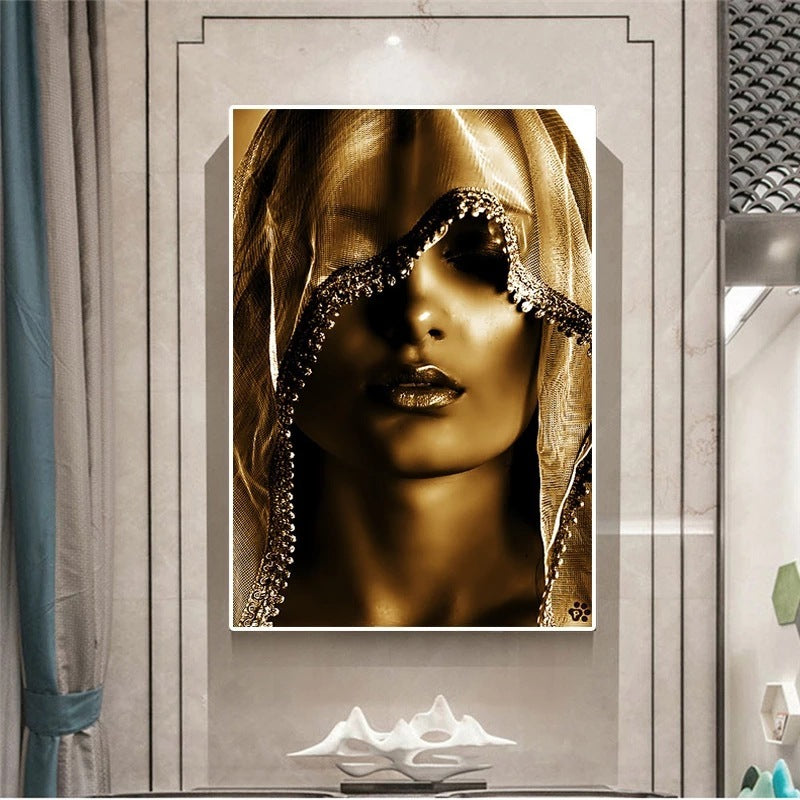 Golden Veil Women Canvas, Nordic Art