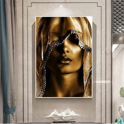 Golden Veil Women Canvas, Nordic Art