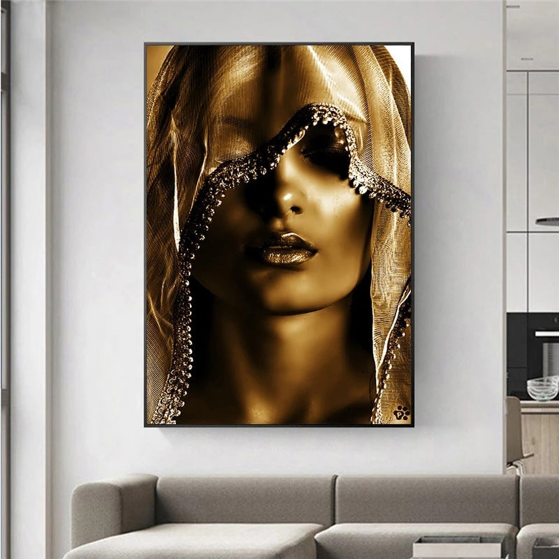 Golden Veil Women Canvas, Nordic Art