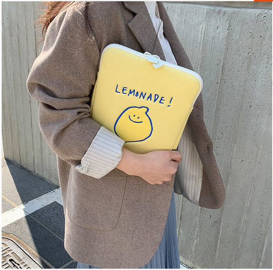 Embroidered Lemon Tablet & Laptop Bag