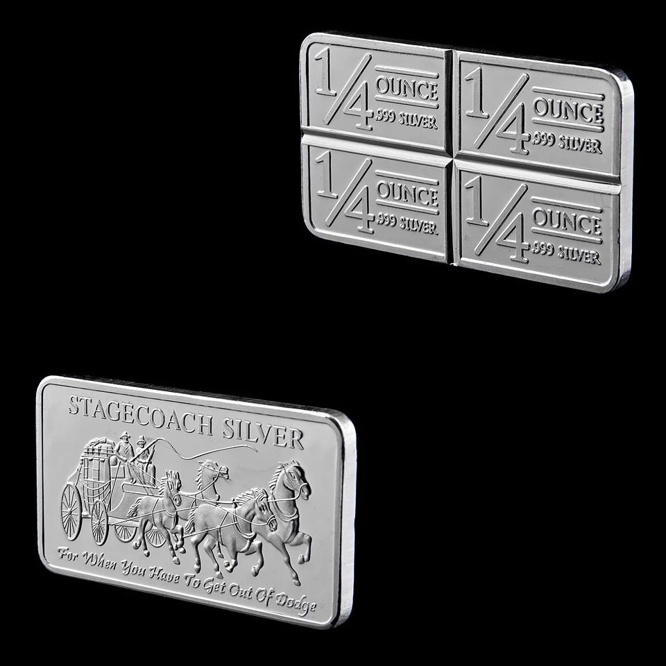 Northwest Region Territorial Mint 999 Fine Silver Stagecoach Divisible Bar