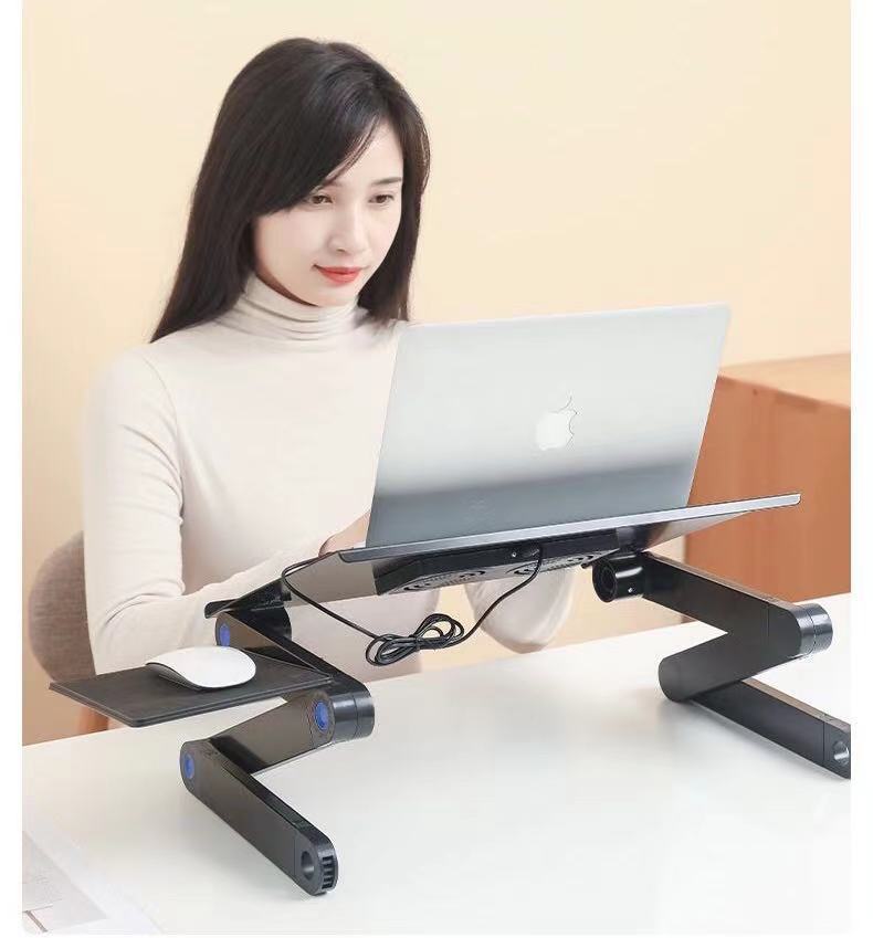 Folding Notebook Computer Desk with Dual Fans for Stability