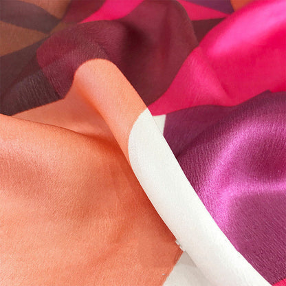 Geometric Silk Scarf Shawl - Spring/Autumn, Dual-Use