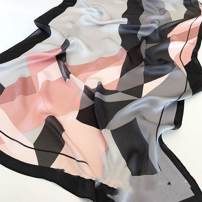 Geometric Silk Scarf Shawl - Spring/Autumn, Dual-Use
