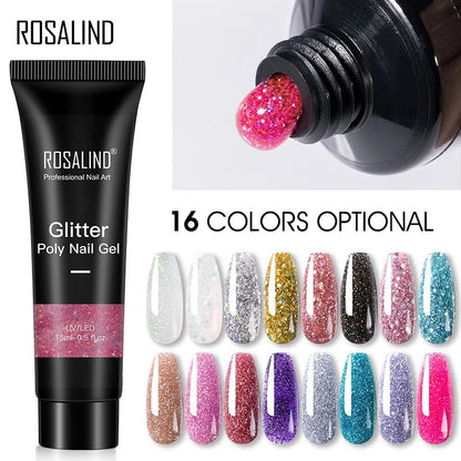 Glitter Poly Nail Extension Gel 15ml - Semi-Permanent Soak-Off