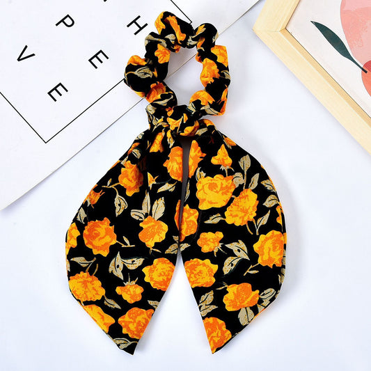 Floral Bow Hair Ribbon: Pearl Hair Tie Accessory