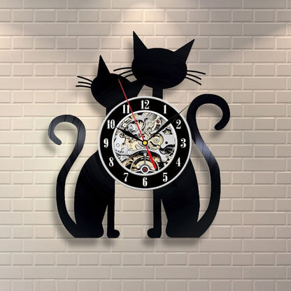 Creative Cat Vinyl Record Wall Clock