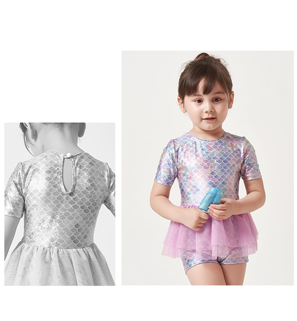 Kids' One-Piece Boxer Skirt Swimsuit