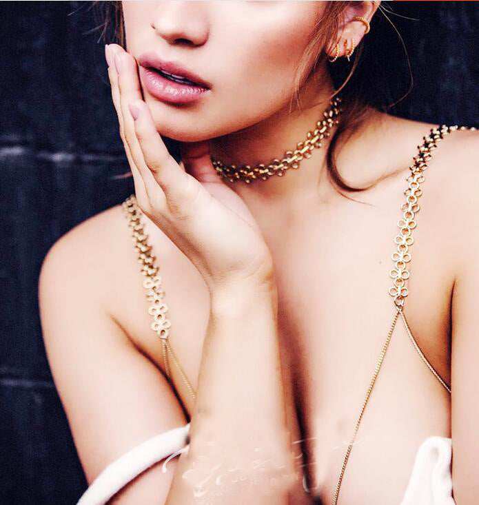 European Cross-Border Metal Knot Body Chest Necklace