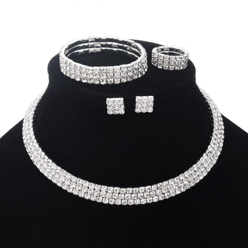 Elegant 2-Tone Diamond Beaded Necklace Set for Women with Round Geometry Claw Chain Design