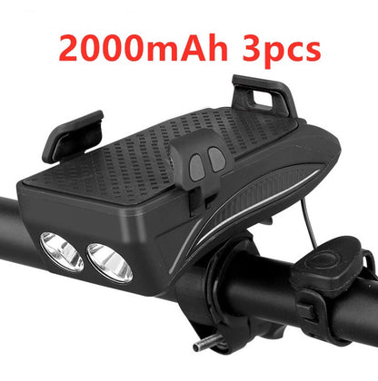 Bike Phone Holder with Charger, Bell, and Light