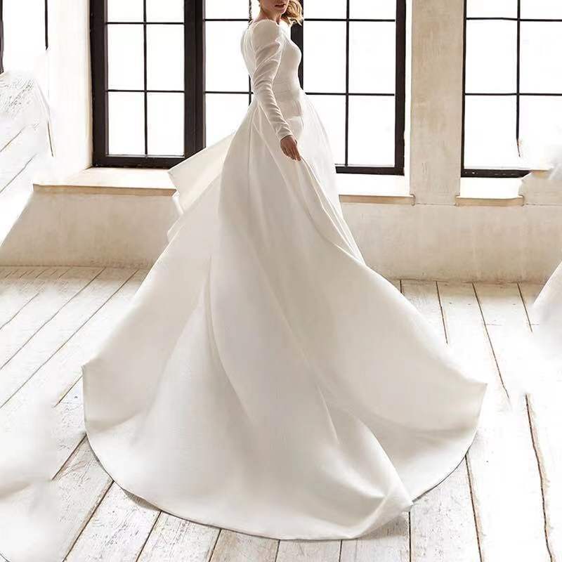 Elegant White Satin Dress